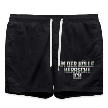 In der Hölle herrsche ich | Gothic Metal - Badeshorts - Schwarz - Vorne - AI Model Male 185 light (185cm)