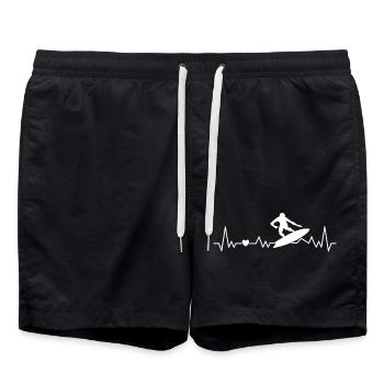 Surfen Herzschlag Für Surfer mit Surfbrett - Badeshorts - Schwarz - Vorne - AI Model Male 185 light (185cm)