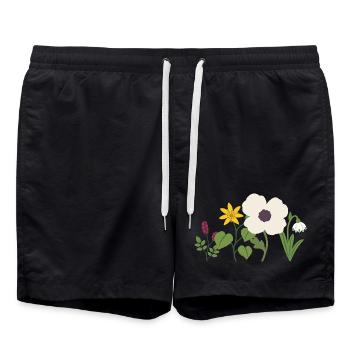 Blumen · Natur · Mohn - Badeshorts - Schwarz - Vorne - AI Model Male 185 light (185cm)