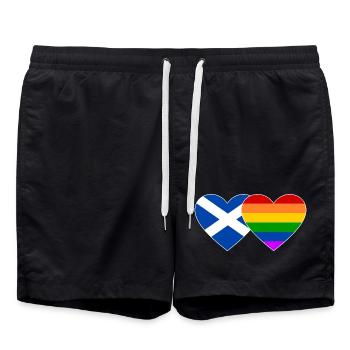 Schottland Regenbogen Flagge Herz - Badeshorts - Schwarz - Vorne - AI Model Male 185 light (185cm)