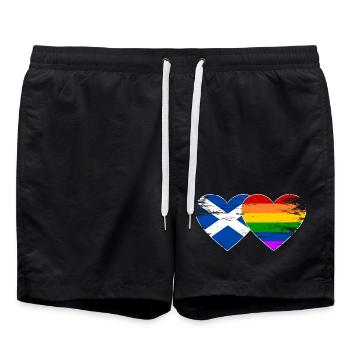 Schottland Regenbogen Flagge Herz used - Badeshorts - Schwarz - Vorne - AI Model Male 185 light (185cm)