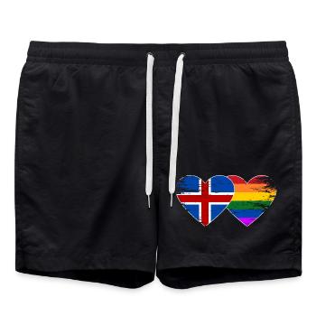 Island Regenbogen Flagge Her used - Badeshorts - Schwarz - Vorne - AI Model Male 185 light (185cm)