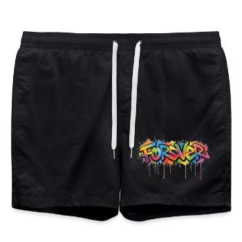 Für immer Graffiti-Regenbogen - Badeshorts - Schwarz - Vorne - AI Model Male 185 light (185cm)