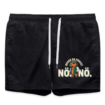 Beaver Streetstyle – Nö Nö Grafik - Badeshorts - Schwarz - Vorne - AI Model Male 185 light (185cm)