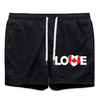 Liebe Kanada Herz mit Ahornblatt - Badeshorts - Schwarz - Vorne - AI Model Male 185 light (185cm)