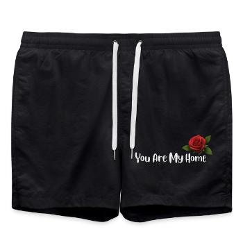 Du bist mein Zuhause, Rose - Badeshorts - Schwarz - Vorne - AI Model Male 185 light (185cm)