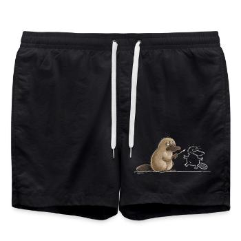 Schnabeltier Höhlenmalerei Tierhumor Steinzeit - Badeshorts - Schwarz - Vorne - AI Model Male 185 light (185cm)