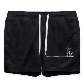 Erdmännchen Line Art Surikate Tiermotiv Humor - Badeshorts - Schwarz - Vorne - AI Model Male 185 light (185cm)