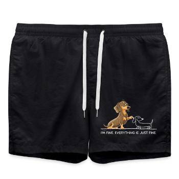 Im Fine Dackel Teckel Sarkasmus Hundehumor - Badeshorts - Schwarz - Vorne - AI Model Male 185 light (185cm)