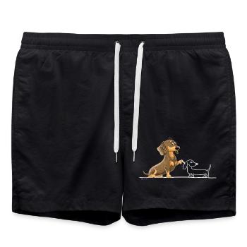 Dackel malt Dackel Teckel Cartoon Tierhumor - Badeshorts - Schwarz - Vorne - AI Model Male 185 light (185cm)