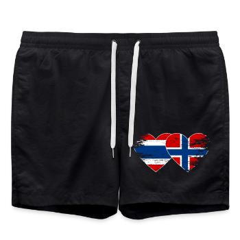 Thailand Norwegen Flagge Herzform used look - Badeshorts - Schwarz - Vorne - AI Model Male 185 light (185cm)