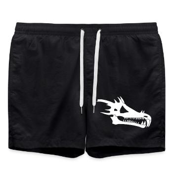 Weißer Drachenschädel - Badeshorts - Schwarz - Vorne - AI Model Male 185 light (185cm)