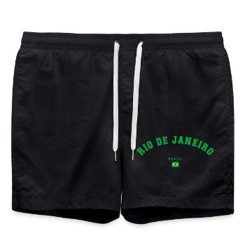 Rio de Janeiro Brazil Flag College Look - Badeshorts - Schwarz - Vorne - AI Model Male 185 light (185cm)