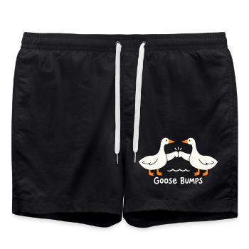 Zwei Gänse Faustbump Lustige Gänsehaut - Badeshorts - Schwarz - Vorne - AI Model Male 185 light (185cm)