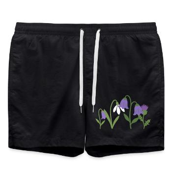 Blumen botanisch Blumenstrauß Design Pflanzenwelt - Badeshorts - Schwarz - Vorne - AI Model Male 185 light (185cm)