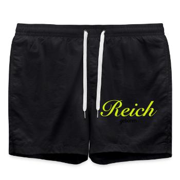 Reich geboren | vermögend | reich | Geburt | - Swim Trunks - black - Front - AI Model Male 185 light (185cm)