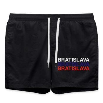 BRATISLAVA Slovakia Slowakei Flagge - Badeshorts - Schwarz - Vorne - AI Model Male 185 light (185cm)