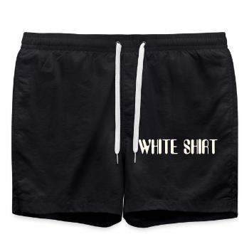 White Shirt | Song Shirt | Band Sweater - Badeshorts - Schwarz - Vorne - AI Model Male 185 light (185cm)