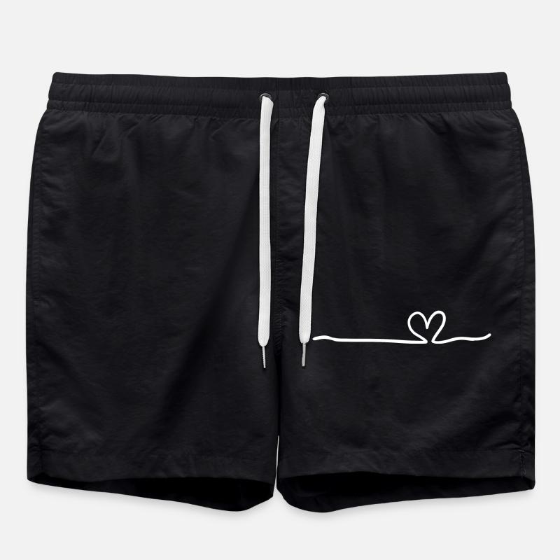 Heart Line White - Swim Trunks - black
