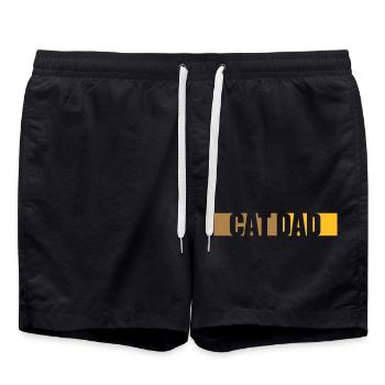 Cat Dad Balken Design - Badeshorts - Schwarz - Vorne - AI Model Male 185 light (185cm)