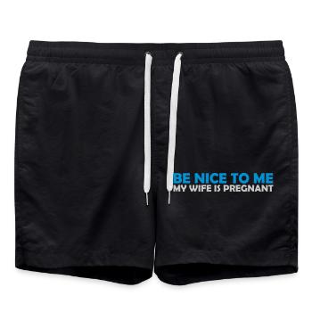 my wife is pregnant - Swim Trunks - black - Front - AI Model Male 185 light (185cm)