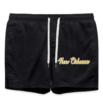 New Orleans Gold Script - Badeshorts - Schwarz - Vorne - AI Model Male 185 light (185cm)