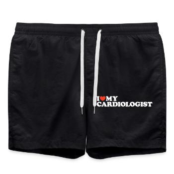 J’adore ma chemise cardiologue coeur - Short de bain - noir - Devant - AI Model Male 185 light (185cm)