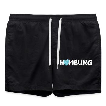 Hambourg Coeur Écailles Motif Poisson Éventail Port Hanse - Short de bain - noir - Devant - AI Model Male 185 light (185cm)
