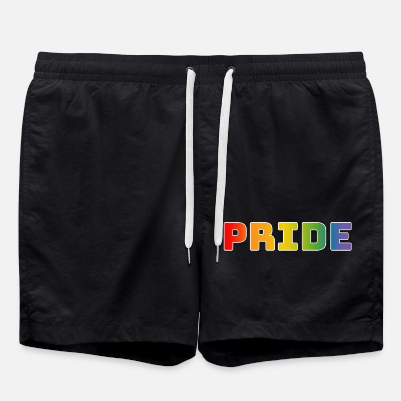 Regenbogen pride weiss - Badeshorts - Schwarz