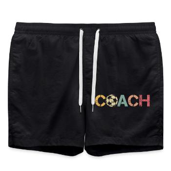 retro coach Fußball Logo Ball Mannschaft Verein - Badeshorts - Schwarz - Vorne - AI Model Male 185 light (185cm)