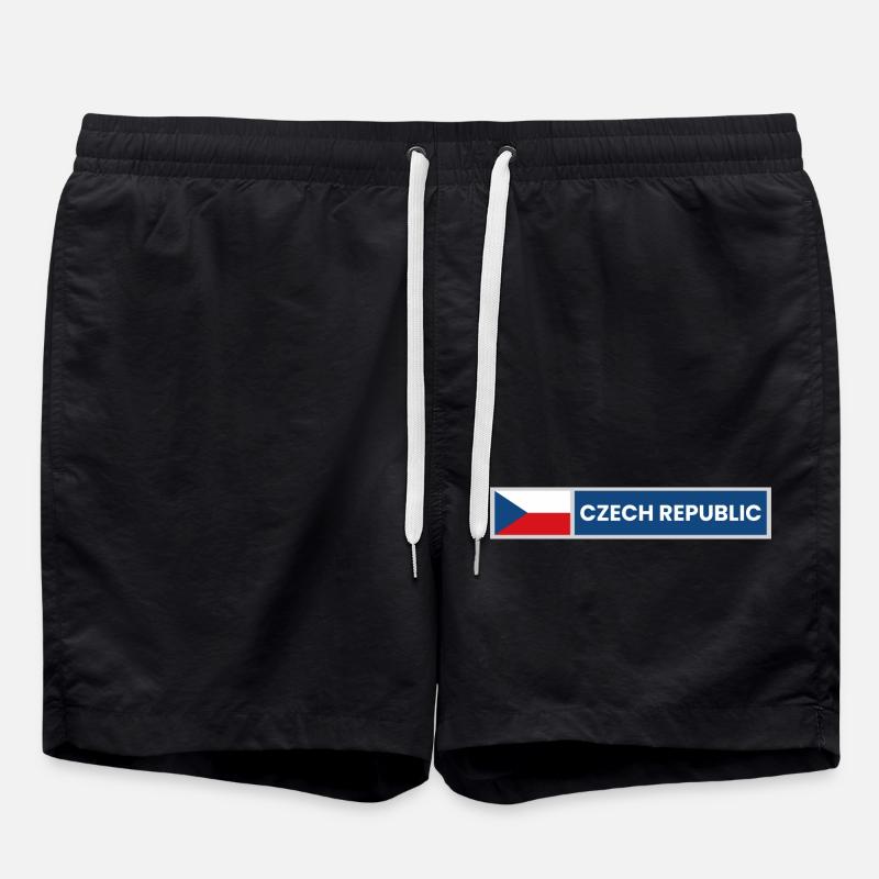 Czech National Flag - Swim Trunks - black