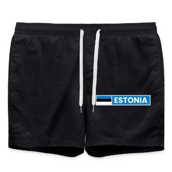 Estonia National Flag - Swim Trunks - black - Front - AI Model Male 185 light (185cm)