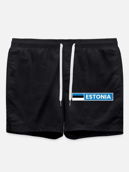 Estonia National Flag - Swim Trunks - black