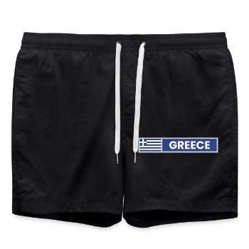 Greece National Flag - Swim Trunks - black - Front - AI Model Male 185 light (185cm)