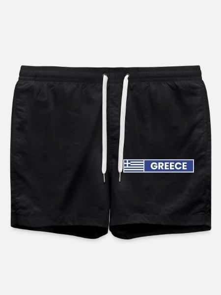 Greece National Flag - Swim Trunks - black