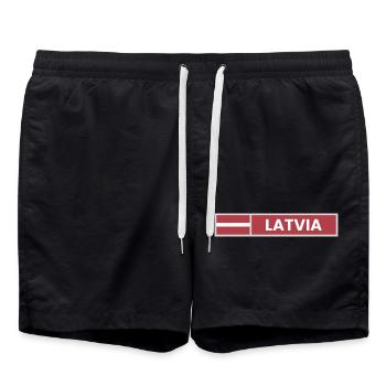 Latvia National Flag - Swim Trunks - black - Front - AI Model Male 185 light (185cm)