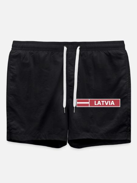 Latvia National Flag - Swim Trunks - black