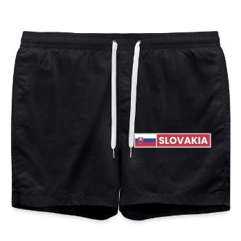 Slovakia National Flag - Swim Trunks - black - Front - AI Model Male 185 light (185cm)