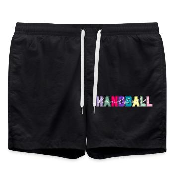 Handball Colors - Handball Lover Gift - Swim Trunks - black - Front - AI Model Male 185 light (185cm)