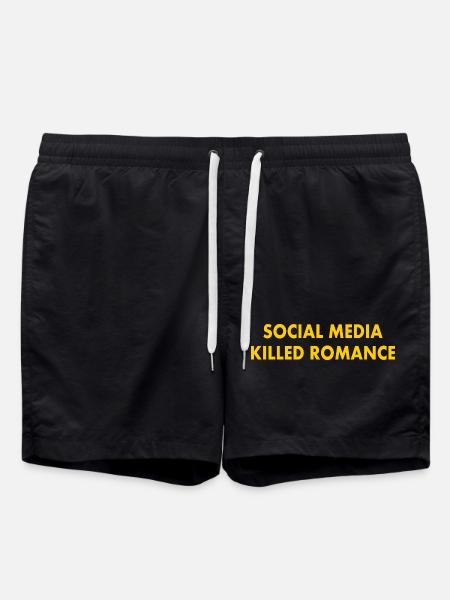 social media killed romance - Swim Trunks - black