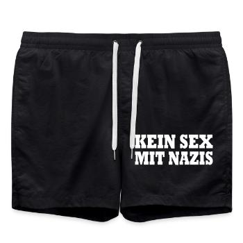 No sex with Nazis - Swim Trunks - black - Front - AI Model Male 185 light (185cm)