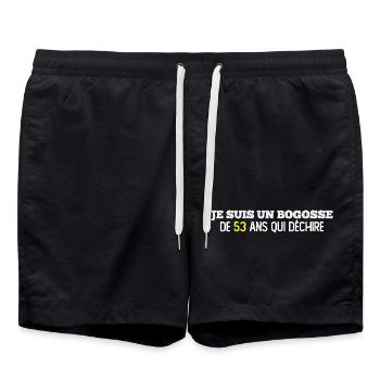 bogosse de 53 ans / cadeau anniversaire homme - Short de bain - noir - Devant - AI Model Male 185 light (185cm)