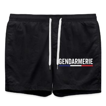 Gendarmerie France Detailed Emblem - Swim Trunks - black - Front - AI Model Male 185 light (185cm)