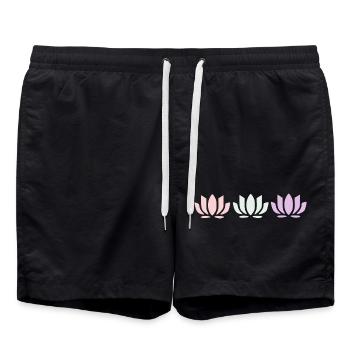 Lotus Flower Lotus Flowers Pastel Flower Blossom Yoga - Swim Trunks - black - Front - AI Model Male 185 light (185cm)