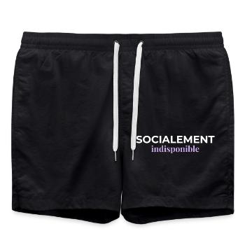 Socialement Indisponible — Introverti - Short de bain - noir - Devant - AI Model Male 185 light (185cm)