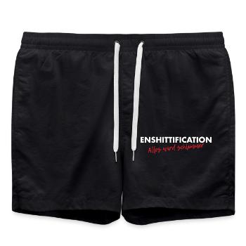 Enshittification - alles wird schlimmer! - Badeshorts - Schwarz - Vorne - AI Model Male 185 light (185cm)