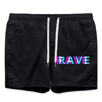 Rave Neon Techno Festival Design - Swim Trunks - black - Front - AI Model Male 185 light (185cm)