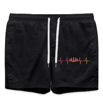 Chess Sunset Heartbeat Chess Sets - Swim Trunks - black - Front - AI Model Male 185 light (185cm)