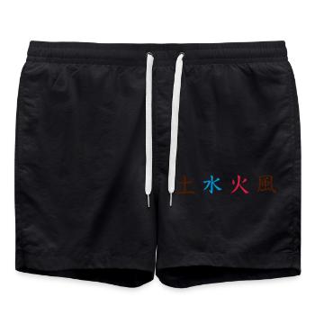 Chinesische Japanische Feuer Erde Wasser Wind - Badeshorts - Schwarz - Vorne - AI Model Male 185 light (185cm)