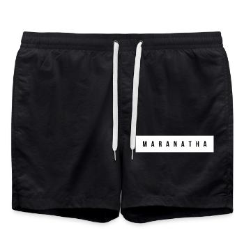 Typographie majuscule maranatha - Short de bain - noir - Devant - AI Model Male 185 light (185cm)